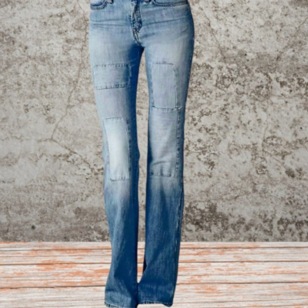 MIH Jeans London Women High Rise Vintage Flare Patchwork Denim Pants Size 29